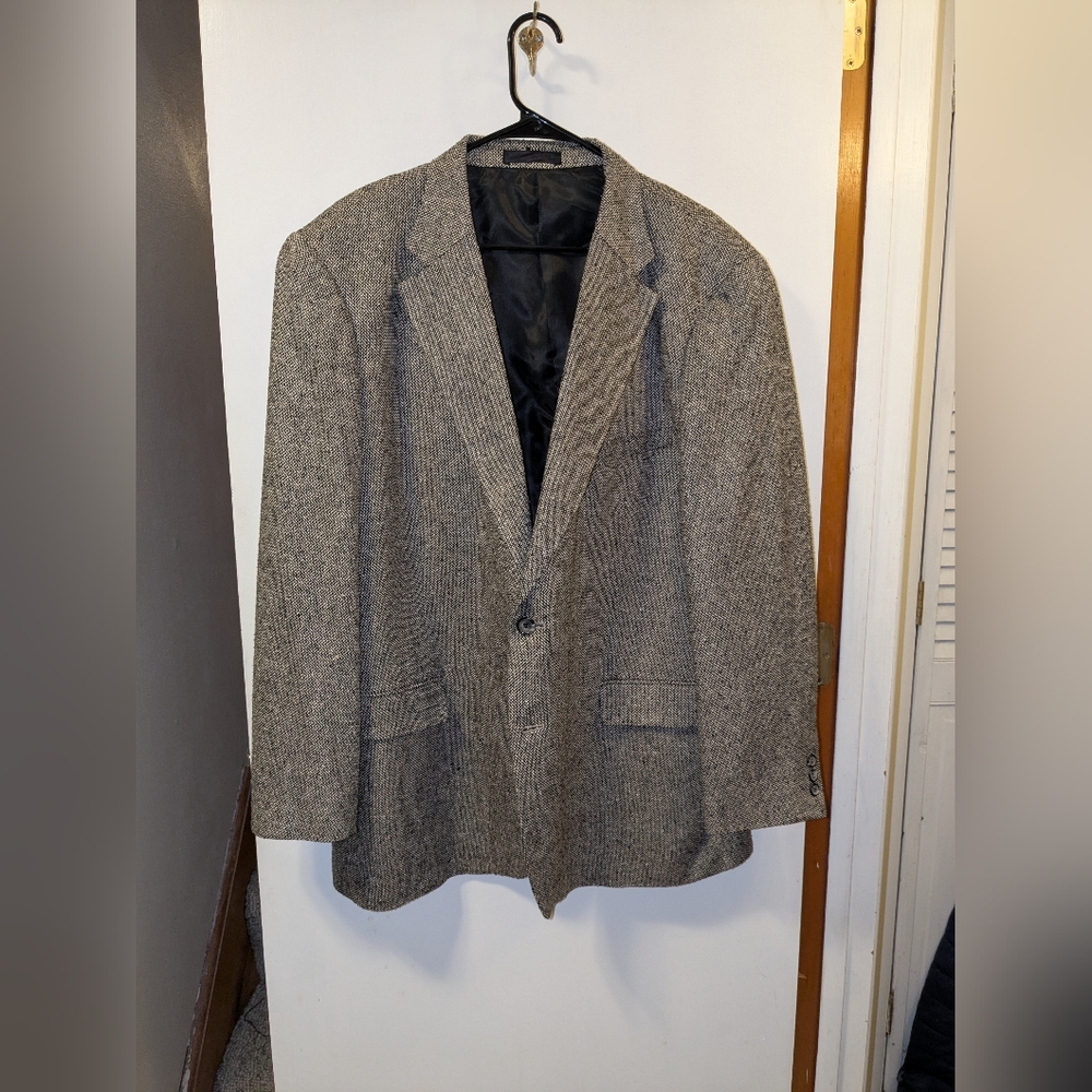 Maxwell Men’s 100% Pure Silk Tweed 2 Button Sportcoat Grey Size 46R Pre-Owned